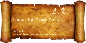 Lauer Kálmán névjegykártya
